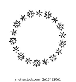 Simple hand-drawn cute snowflake frame