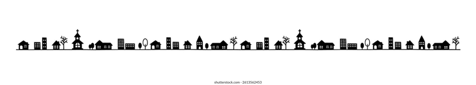 Simple hand-drawn cute streetscape decorative frame