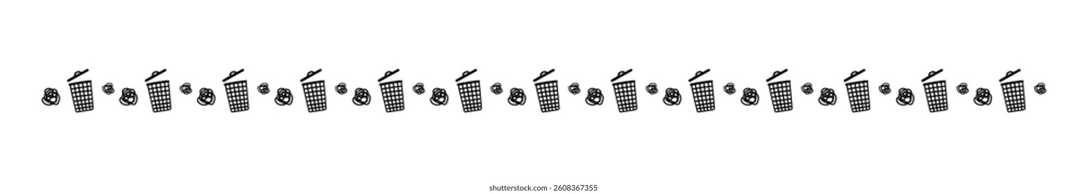 Simple hand-drawn cute trash can border