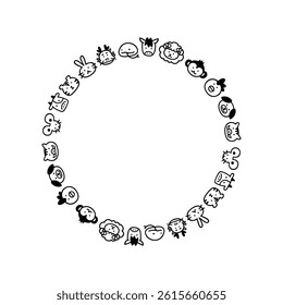 Simple hand-drawn cute zodiac frame