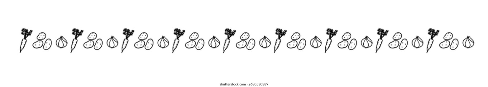 Simples borda decorativa desenhada à mão com imagens vegetais bonitos