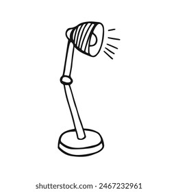 Simple Hand-Drawn Desk Lamp Sketch With Shaded Light Rays On White Background