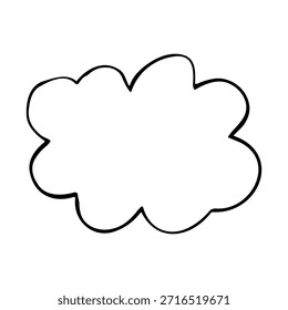 Doodle dibujado a mano simple de una burbuja de discurso en forma de nube o marco