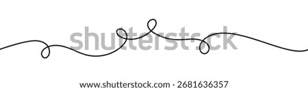 Simple, hand-drawn doodle of a continuous wavy line with loops. Minimalistic squiggle line divider