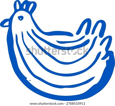 Simple Hand-Drawn Doodle Easter Hen Chicken Bird
