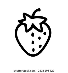 Simple Handdrawn Doodle Strawberry Fruit Berry Food Black Line Icon