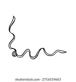 Simple hand-drawn doodle of a wavy corner ribbon or decorative line