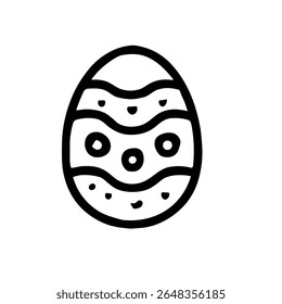 Simple Handdrawn Easter Egg with Wavy Lines and Dots Icon Illustration