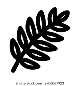 Simple Handdrawn Elegant Leaf Branch Silhouette Isolated Shape Element