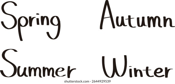 Simple Hand-Drawn English Season Lettering Set
