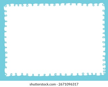 A simple hand-drawn frame of light blue swirling lines