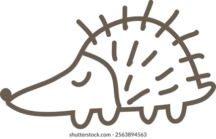 Simple hand-drawn hedgehog with spiky design. Vector Illustration.