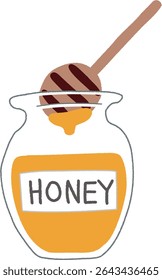 Simple Hand-Drawn Honey and Honey Dipper Vector Illustration
