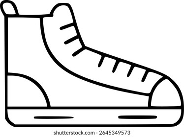 Simple hand-drawn ice skate line art clip art.