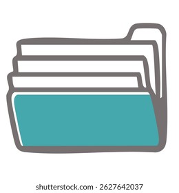 Simple hand-drawn icon illustration of a folder or file with documents inside