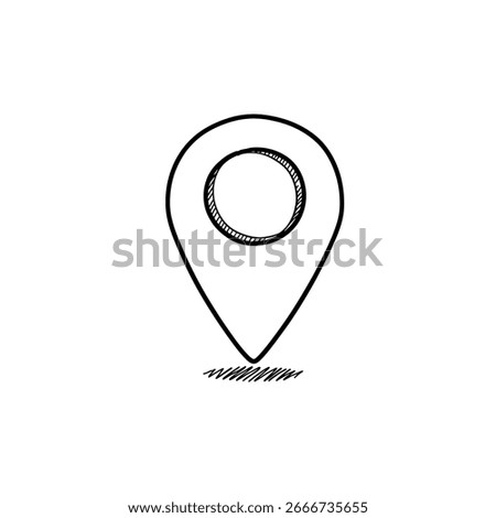Simple hand-drawn icon illustration of a location pin, showing a place marker.