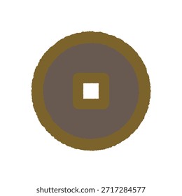 Einfache handgezeichnete Symbolgrafik: Einmondmünze