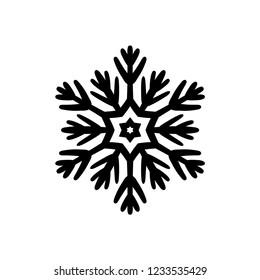 Simple hand-drawn icon of a snowflake. Black vector illustration on white background