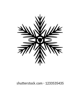 Simple hand-drawn icon of a snowflake. Black vector illustration on white background