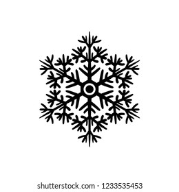 Simple hand-drawn icon of a snowflake. Black vector illustration on white background
