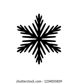 Simple hand-drawn icon of a snowflake. Black vector illustration on white background