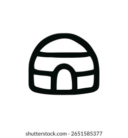 Simple Handdrawn Igloo Dome Ice House Outline Winter Dwelling Illustration