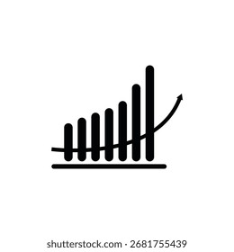A simple, hand-drawn illustration of a bar chart with increasing height, accompanied by a rising curve, symbolizing growth and progress.