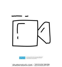 Una ilustración simple y dibujada a mano de una cámara, enfatizando su forma y características, probablemente destinada a fines de Diseño gráfico o educativos.