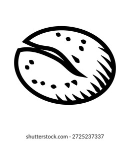 Ilustração simples e desenhada à mão de um grão de café, mostrando sua forma e textura características