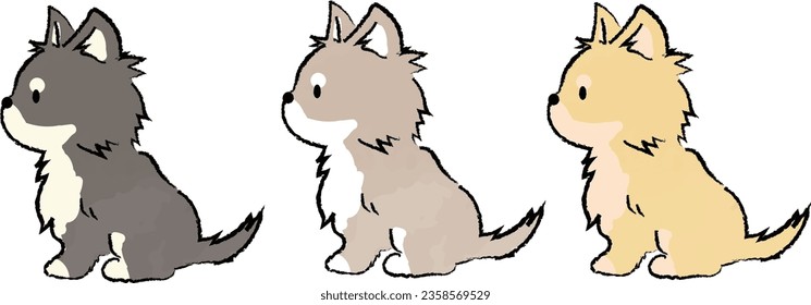 A simple, hand-drawn illustration of a cute Chihuahua sitting