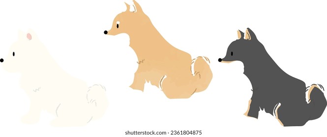 A simple, hand-drawn illustration of a cute Shiba Inu sitting No main lines