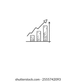 A simple, hand-drawn illustration displaying a bar graph with an upward trend. The graph symbolizes growth, progress, and financial success, making it ideal for business or financial contexts.