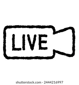 Simple hand-drawn illustration of live streaming, camera mark black