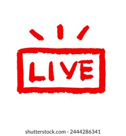 Ilustración simple dibujada a mano de la transmisión en vivo Rojo