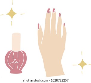 Simple hand-drawn illustration of manicure