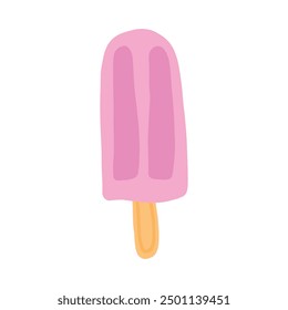 A simple, hand-drawn illustration of a pink popsicle on a wooden stick. The minimalist design showcases a cool, refreshing frozen treat, perfect for summer-themed projects or food-related content.