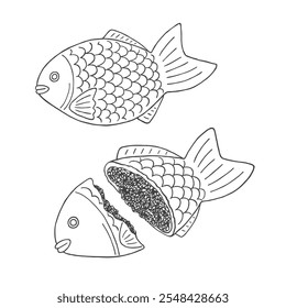 Simple hand-drawn illustration of taiyaki