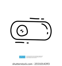 A simple hand-drawn illustration of a toggle switch, depicting an on off mechanism. It conveys the concept of control or activation.