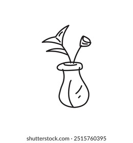 Simple hand-drawn illustration of a vase with flowers