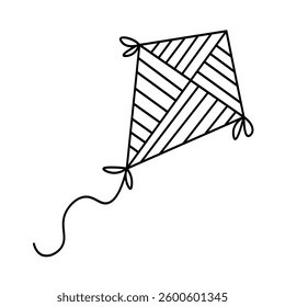 A simple hand-drawn kite sketch with clean outlines, perfect for a spring breeze theme.