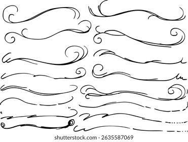 
Simple hand-drawn lettering underline set vector