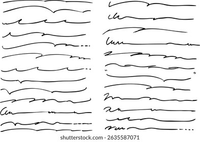 
Simple hand-drawn lettering underline set vector