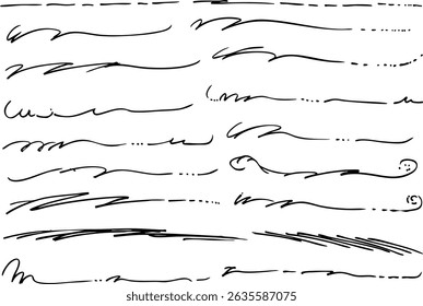
Simple hand-drawn lettering underline set vector