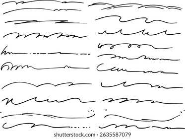 
Conjunto de subrayado de letras dibujado a mano simple Vector