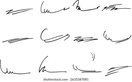 
Simple hand-drawn lettering underline set vector