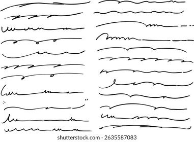 
Simple hand-drawn lettering underline set vector