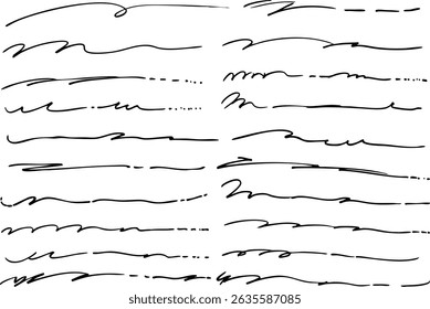 
Conjunto de subrayado de letras dibujado a mano simple Vector
