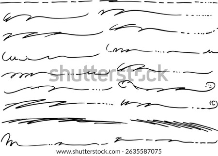 
Simple hand-drawn lettering underline set vector