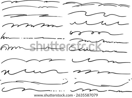 
Simple hand-drawn lettering underline set vector