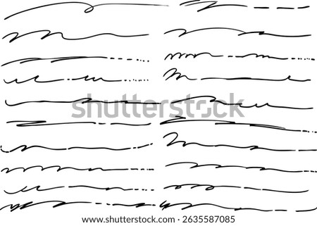 
Simple hand-drawn lettering underline set vector